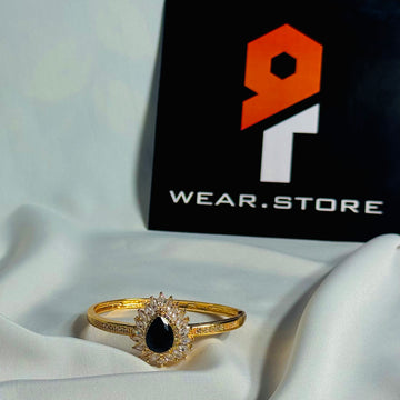Golden Bangle With Black Stone