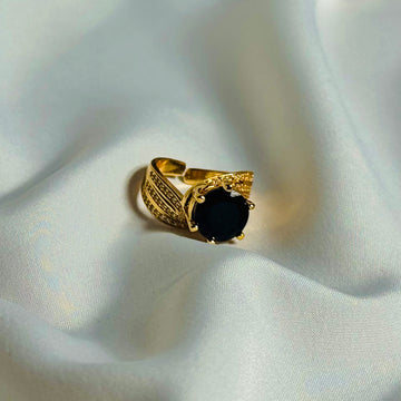 Midnight Majesty Golden Ring With Black Stone