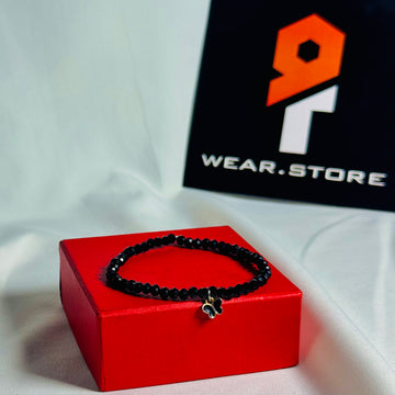 Black Crystal Bracelet with Butterfly Charm