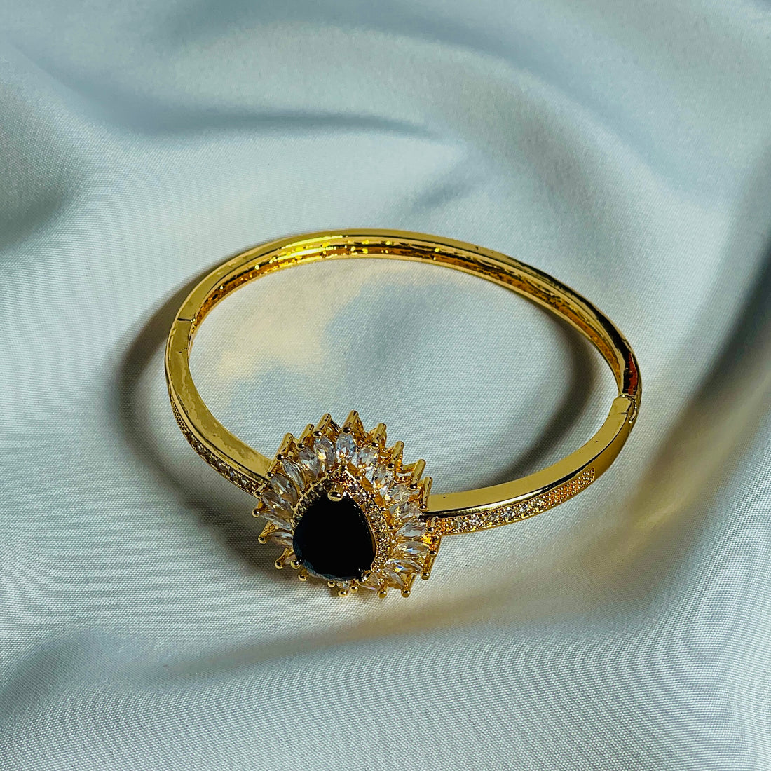 Golden Bangle With Black Stone