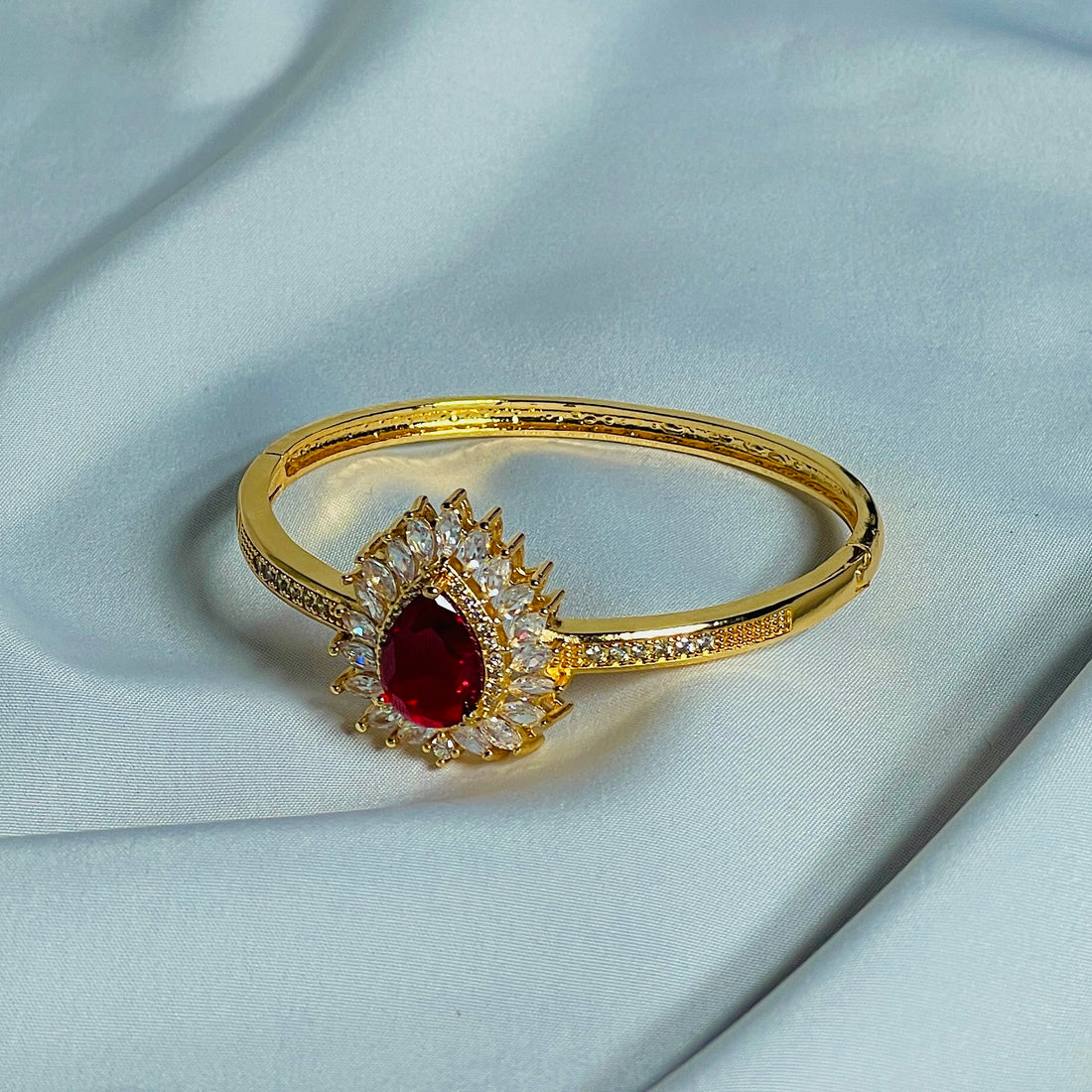 Golden Bangle With Red Stone