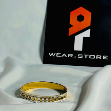 Golden Geometric Cutout Design Bangle