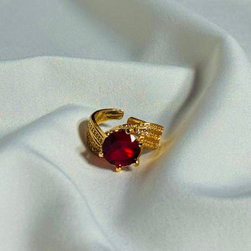 Crimson Empress Golden Ring With Red Stone