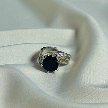 Silver Ring With Black Stone