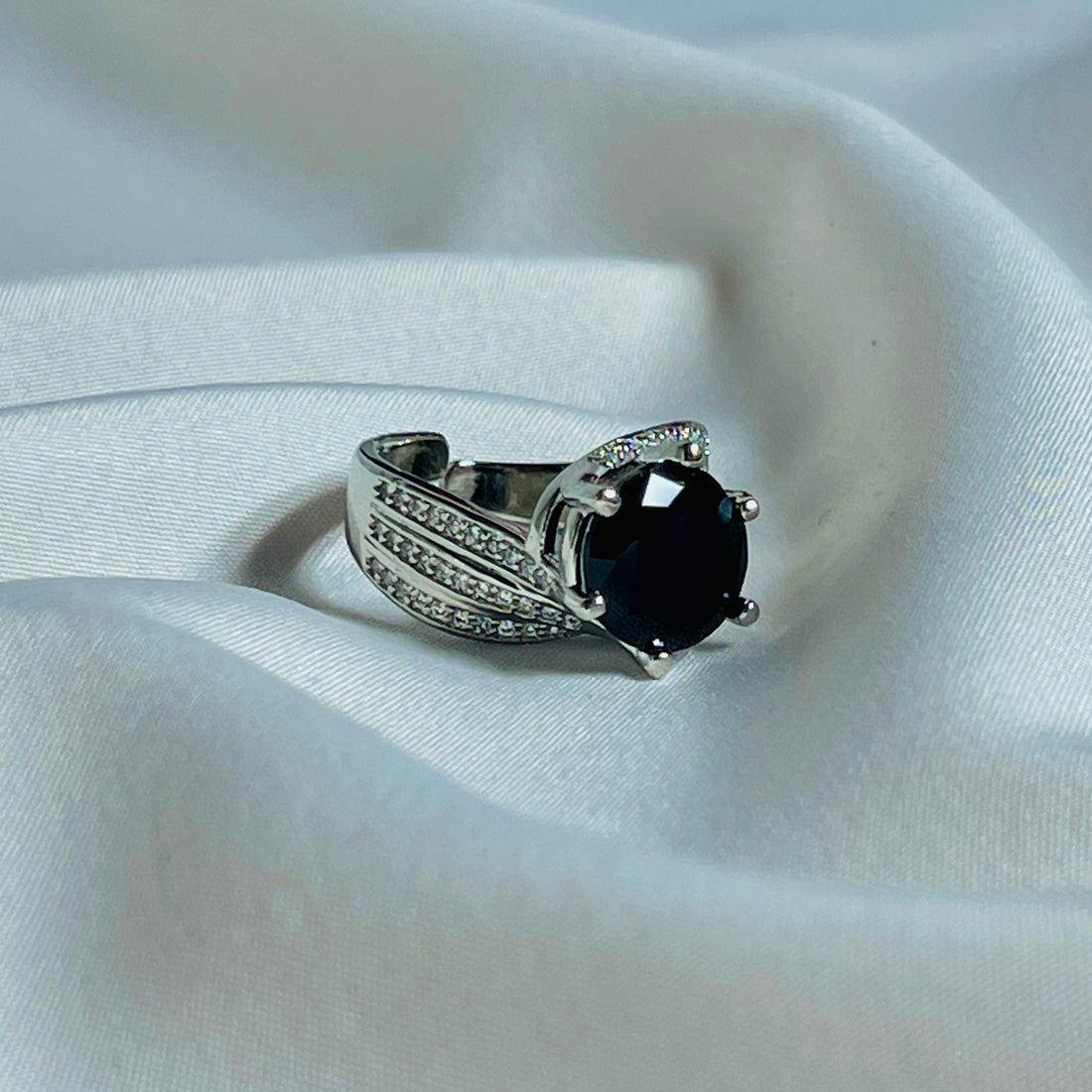 Silver Ring With Black Stone