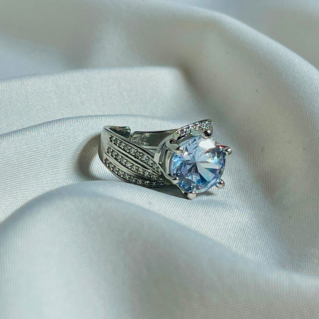 Silver Ring With Ice Blue Stone