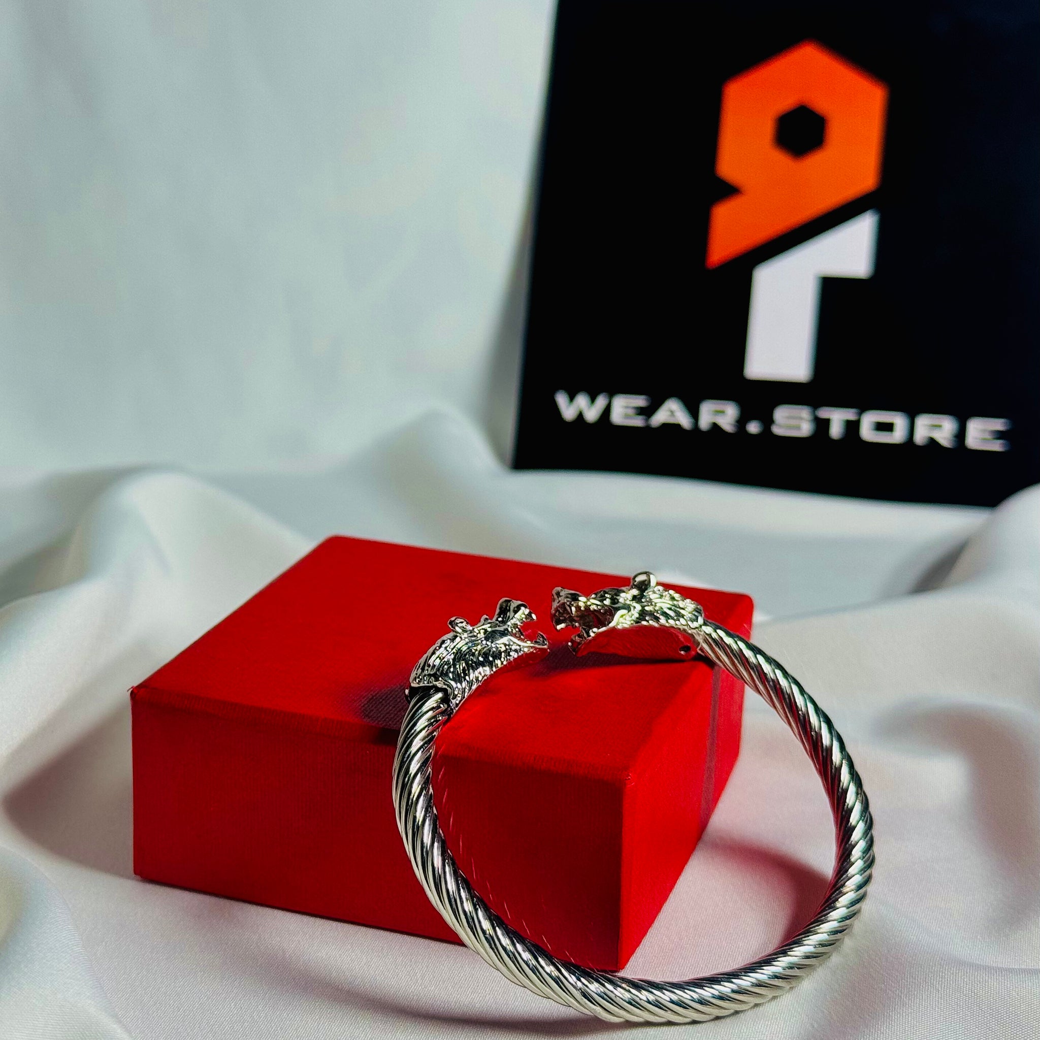 Silver Metallic Tiger Cuff Bangle