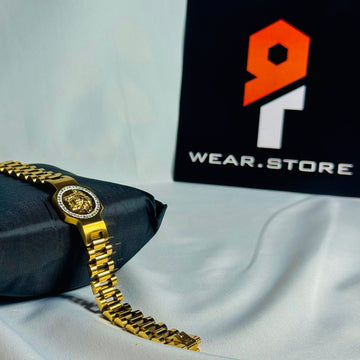 Versace Style Gold Bracelet with Medusa Emblem
