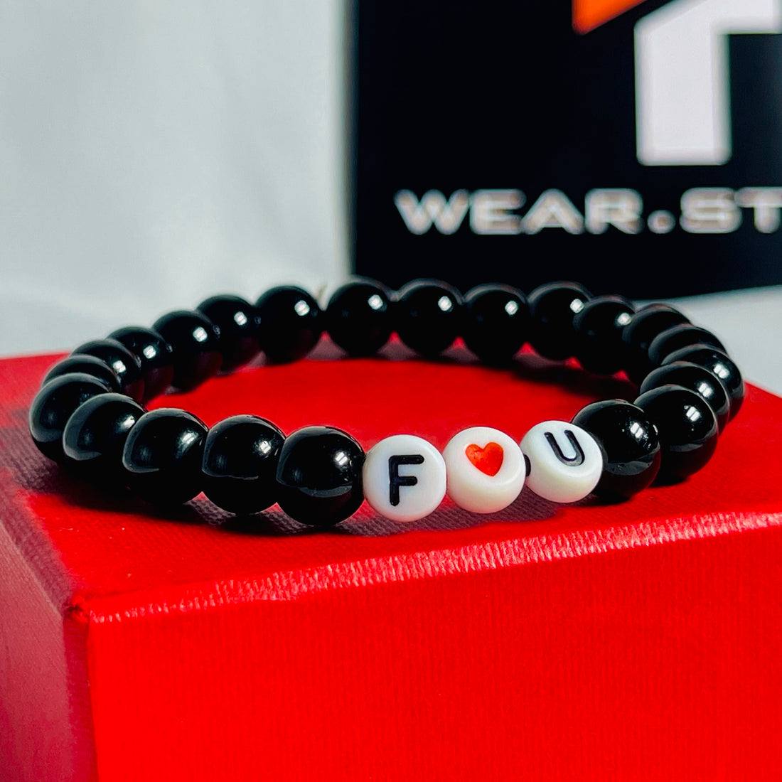 Custom Black Beaded Bracelet – Personalized