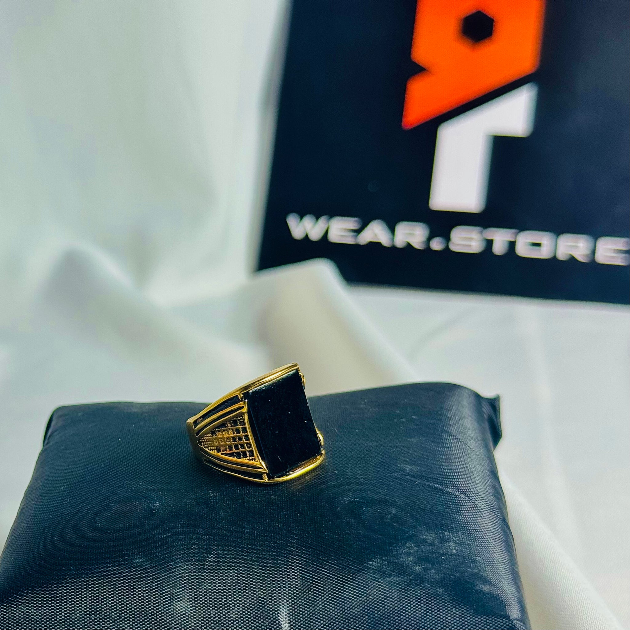Black Stone Obsidian Majesty Golden Ring