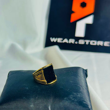 Black Stone Obsidian Majesty Golden Ring