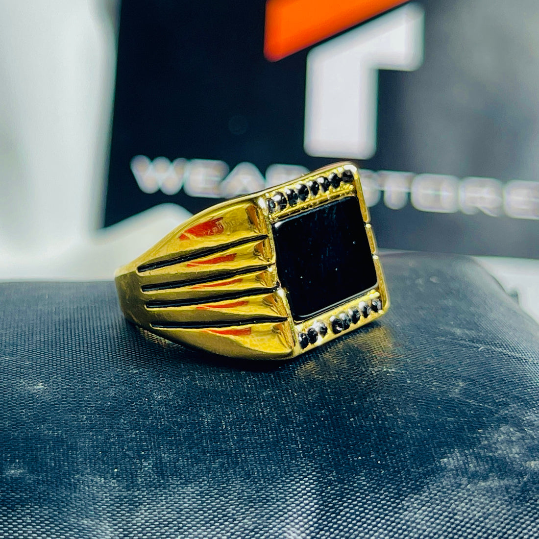 Black Stone Imperial Crest Golden Ring