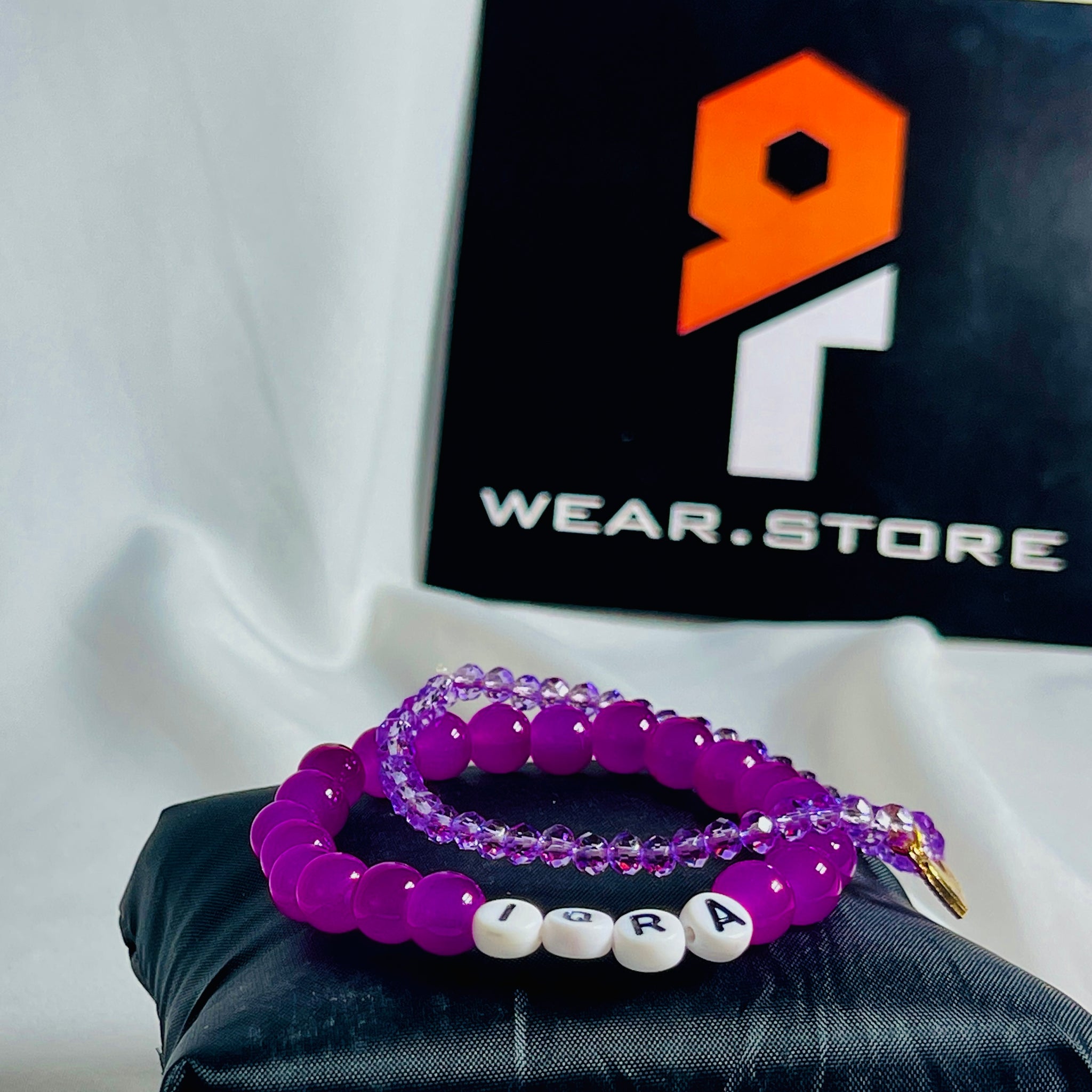 Custom Name Bracelet Duo Purple Glam Edition Set of 2
