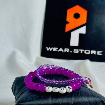 Custom Name Bracelet Duo Purple Glam Edition Set of 2